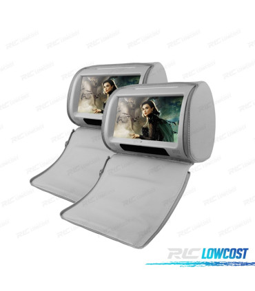 ENCOSTO DE CABEÇA MULTIMEDIA 9 PULGADAS HD TÁCTIL USB SD COR EM CINZA