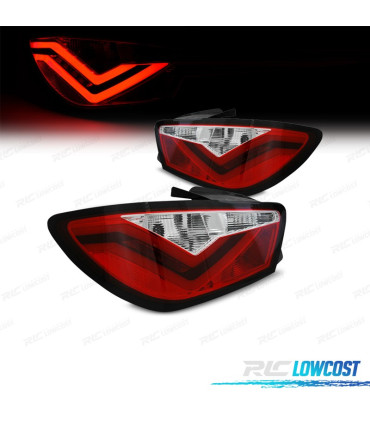 FAROLINS TRASEIROS PARA SEAT IBIZA 08-12 LIGHT BAR FUNDO VERMELHO CROMADO 3 PORTAS