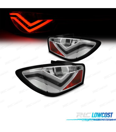 FAROLINS TRASEIROS PARA SEAT IBIZA 08-12 LIGHT BAR FUNDO CROMADO 3 PORTAS