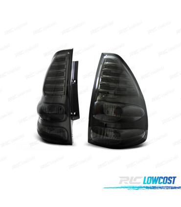 FAROLINS TRASEIROS TOYOTA LAND CRUISER FJ120 03-08 LED FUNDO CROMADO FUMADO