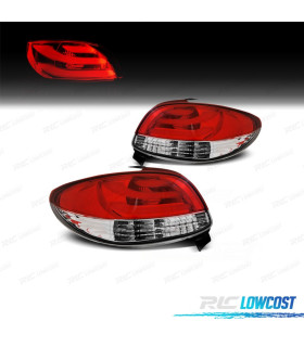 FAROLINS TRASEIROS PEUGEOT 206 98-09 LIGHT BAR VERMELHO CROMADO