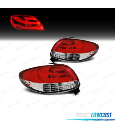 FAROLINS TRASEIROS PEUGEOT 206 98-09 LIGHT BAR VERMELHO CROMADO