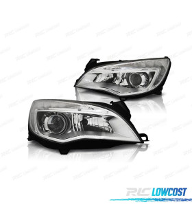 FAROIS FRONTAIS PARA OPEL ASTRA J 09-15 LUZ DIURNA LED FUNDO CROMADO