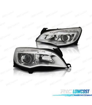 FAROIS FRONTAIS PARA OPEL ASTRA J 09-15 LUZ DIURNA LED FUNDO CROMADO