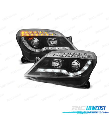FAROIS FRONTAIS PARA OPEL ASTRA H 04-09 LUZ DIURNA + PISCAS LED FUNDO PRETO