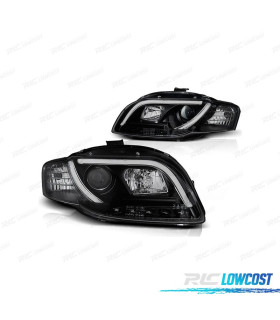 FARÓIS COM LUZ DIURNA TFL AUDI A4 B7 04-07 FUNDO PRETO