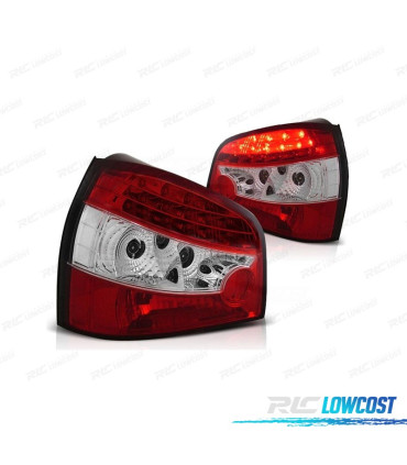 FAROLINS LED AUDI A3 8L 96-03 VERMELHO CROMADO