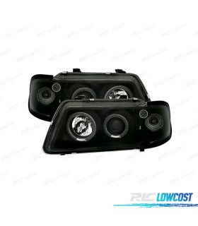 FARÓIS FRONTAIS AUDI A3 8L 96-00 ANGEL EYES FUNDO PRETO