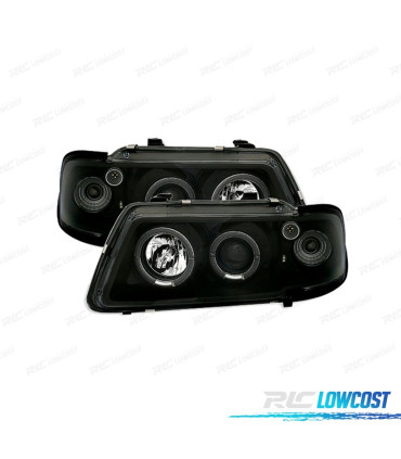 FARÓIS FRONTAIS AUDI A3 8L 96-00 ANGEL EYES FUNDO PRETO
