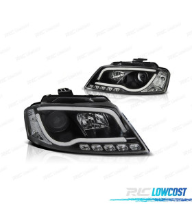 FARÓIS COM LUZ DIURNA TFL AUDI A3 8P 08-12 FUNDO PRETO