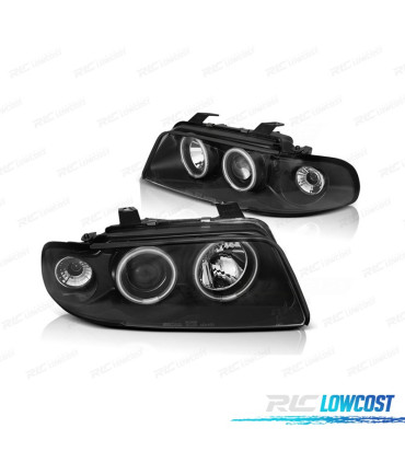 FARÓIS ANGEL EYES CCFL AUDI A4 95-98 FUNDO PRETO
