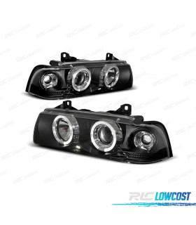 FARÓIS ANGEL EYES CCFL BMW E36 SEDAN 4P 92-98 FUNDO PRETO