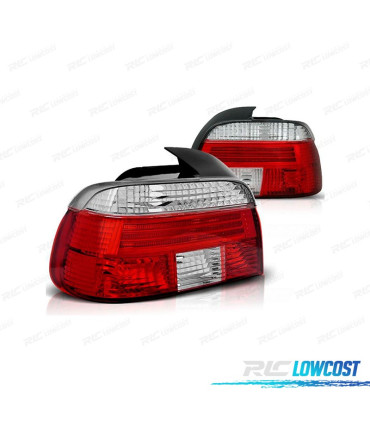 FAROLINS TRASEIROS BMW E39 95-00 VERMELHO BRANCO