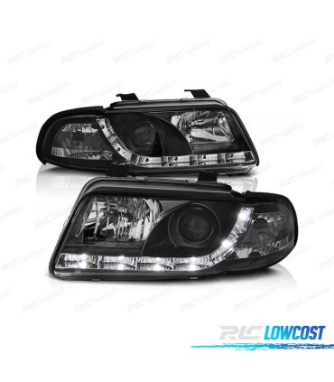 FARÓIS FRONTAIS LED LUZ DIURNA PARA AUDI A4 B5 94 -99 FUNDO PRETO