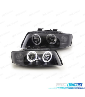 FARÓIS ANGEL EYES CCFL AUDI A4 B6 01-04 FUNDO PRETO