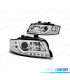FARÓIS COM LUZ DIURNA LED TFL AUDI A4 B6 00-04 FUNDO CROMADO