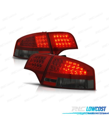 FAROLINS TRASEIROS LED AUDI A4 B7 04-07 VERMELHO FUMADOS