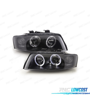 FARÓIS AUDI A4 B6 00-04 ANGEL EYES FUNDO PRETO