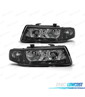 FARÓIS SEAT LEON TOLEDO 99-05 OLHOS DE ANJO FUNDO NEGRO