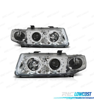 FARÓIS ANGEL EYES SEAT TOLEDO LEON 99-05 FUNDO CROMADO