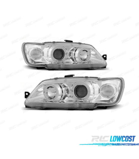 FARÓIS ANGEL EYES PEUGEOT 306 93-97 FUNDO CROMADO