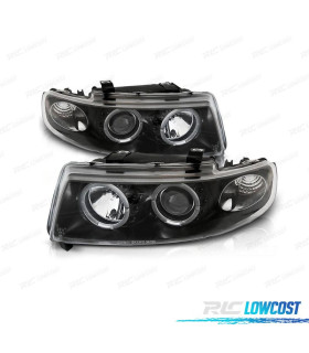 FARÓIS ANGEL EYES SEAT TOLEDO LEON 99-05 FUNDO PRETO LED