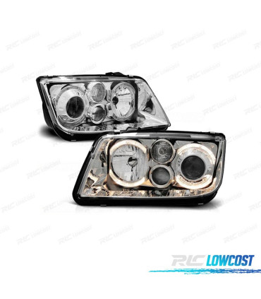 FARÓIS FRONTAIS ANGEL EYES PARA VOLKSWAGEN VW BORA 1J FUNDO CROMADO H7 H7 H3