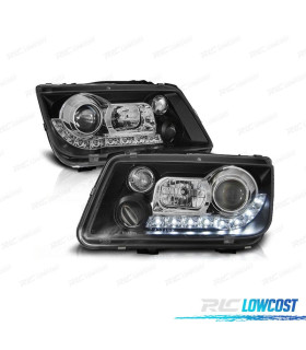 FARÓIS COM LUZ DIURNA LED VOLKSWAGEN VW BORA 98-05 FUNDO PRETO