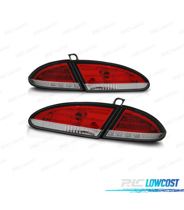 FAROLINS TRASEIROS LED SEAT LEON 1P 04-09 VERMELHO CROMADO