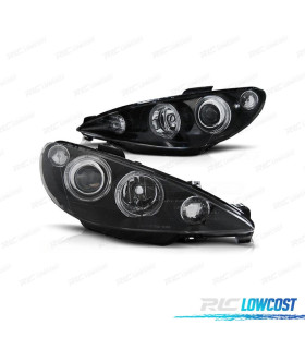 FARÓIS PEUGEOT 206 98-09 OLHOS DE ANJO FUNDO NEGRO