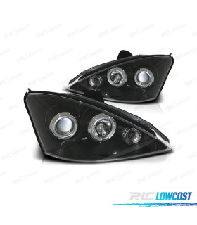 FARÓIS ANGEL EYES FORD FOCUS 01-05 FUNDO PRETO