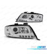 FARÓIS COM LUZ DIURNA LED TFL AUDI A6 4B 97-01 FUNDO CROMADO