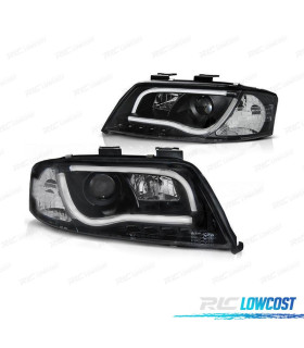 FARÓIS AUDI A6 4B 97-99 LUZ DIURNA TUBE LIGHT FUNDO NEGRO