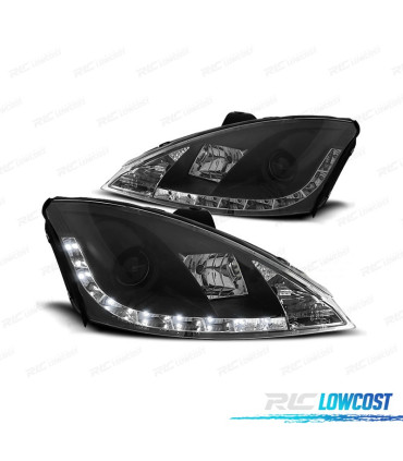 FAROIS FRONTAIS PARA FORD FOCUS 01-04 LUZ DIURNA LED FUNDO PRETO H1 H1