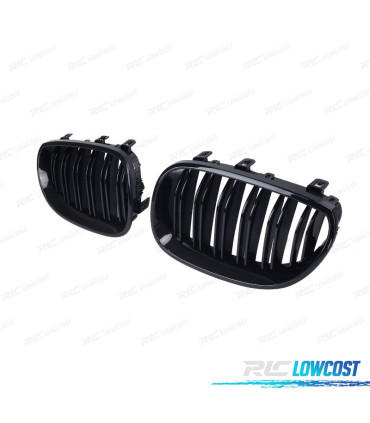 GRELHAS FRONTAIS DUPLAS BMW E60 03-10 PRETO BRILHANTE LOOK M5