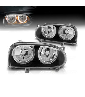 FARÓIS VOLKSWAGEN VW GOLF MK3 91-97 ANGEL EYES FUNDO PRETO H7 H7