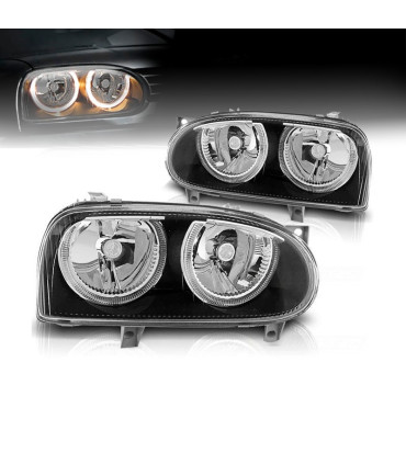 FARÓIS VOLKSWAGEN VW GOLF 3 ANGEL EYES FUNDO PRETO H7 H7