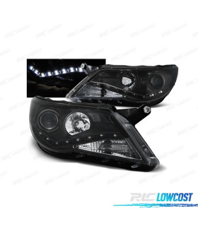 FAROIS FRONTAIS VOLKSWAGEN VW TIGUAN 07-11 LUZ DIURNA LED FUNDO PRETO