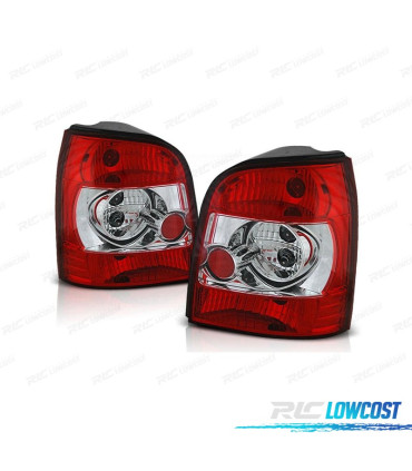 FAROLINS TRASEIROS AUDI A4 B5 AVANT 95-01 VERMELHO CROMADO