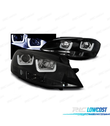 FARÓIS VOLKSWAGEN VW GOLF 7 12-17 GTI LUZ DIURNA LED FUNDO NEGRO
