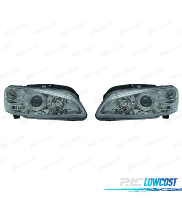 FARÓIS PEUGEOT 106 96-05 OLHOS DE ANJO FUNDO CROMADO