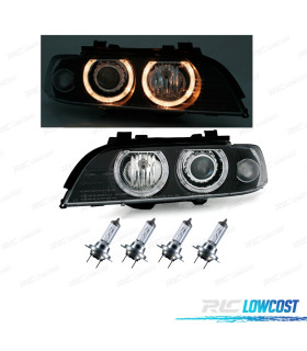 FARÓIS BMW E39 95-00 ANGEL EYES FUNDO PRETO
