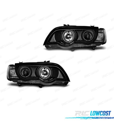 FARÓIS ANGEL EYES XENON PARA BMW X5 99-03 FUNDO PRETO
