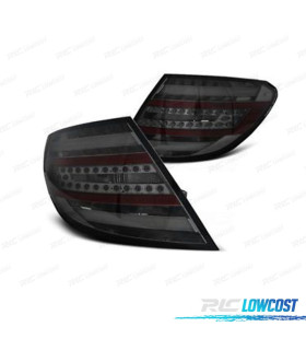 FARÓIS MERCEDES CLASSE C W204 SEDAN 07-11 CINZA ESCURECIDO COM BARRA DE LED
