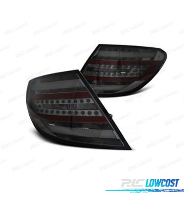 FARÓIS MERCEDES CLASSE C W204 SEDAN 07-11 CINZA ESCURECIDO COM BARRA DE LED