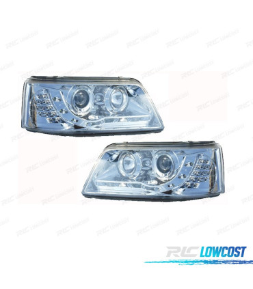 FARÓIS VOLKSWAGEN VW T5 03-09 LUZ DIURNA LED FUNDO CROMADO