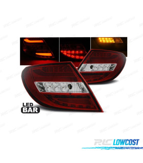 FAROLINS TRASEIROS PARA MERCEDES CLASSE C W204 SEDAN 07-11 LIGHT BAR VERMELHO CROMADO