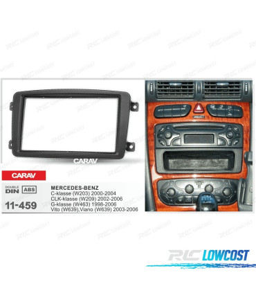 MOLDURA ADAPTADOR PRETO PARA RADIO 2-DIN PARA MERCEDES CLASE-C CLASE-CLK CLASE-G VIANO VITO