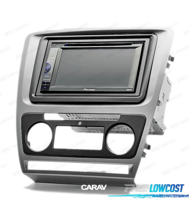 MOLDURA ADAPTADOR CINZENTO PARA RADIO 2-DIN PARA SKODA OCTAVIA 08-13 CON AIRE ACONDICIONADO AUTOMÁTICO