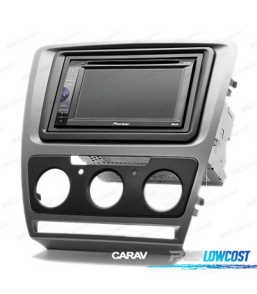 MOLDURA ADAPTADOR CINZENTA PARA RADIO 2-DIN PARA SKODA OCTAVIA 08-13 CON AIRE ACONDICIONADO MANUAL